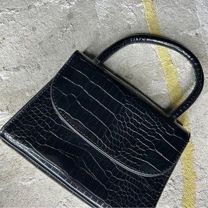 Elegant Mini Black Crocodile-Embossed Women's Bag